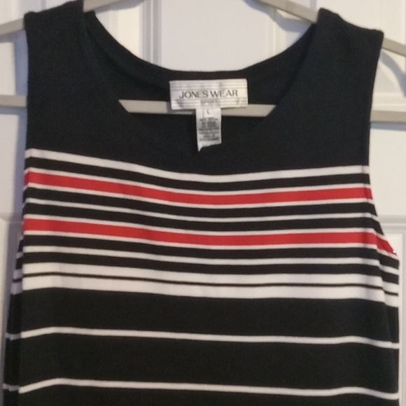 Jones Wear Black Maxi Dress with Striking Red and White Stripes - Picture 3 of 6